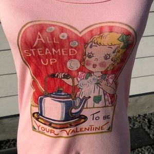 Pink tank top with vintage Valentine’s Day card